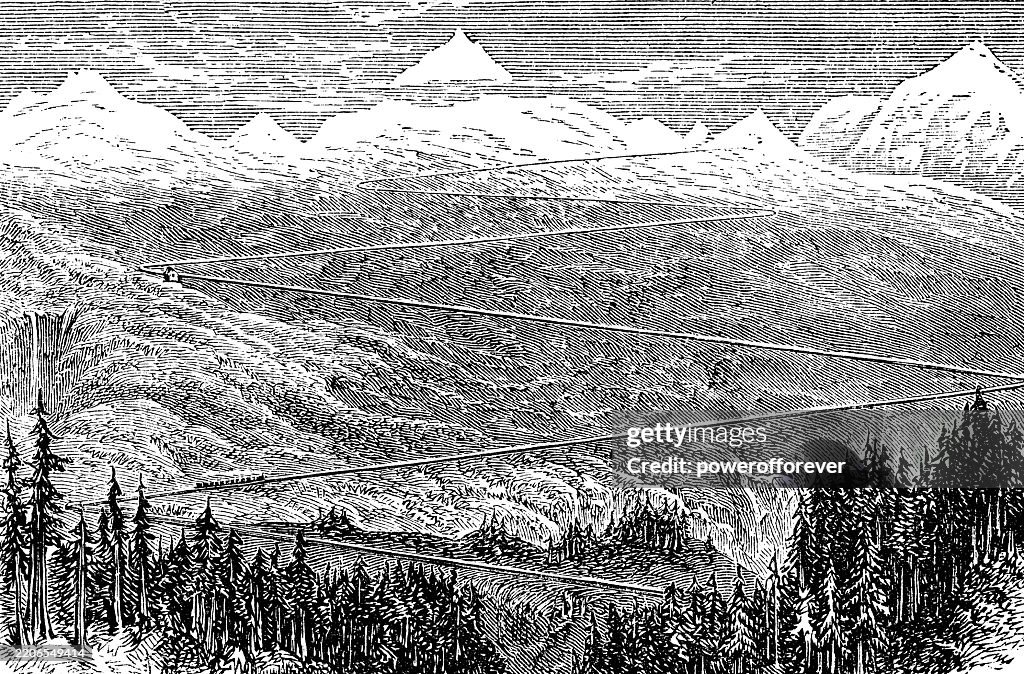 Mont Cenis Pass Railway in the Alps of France - 19th Century