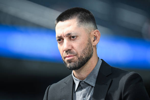 Sports soccer announcer Clint Dempsey prior to the United States playing Canada in the CONCACAF Nations League third place match at SoFi Stadium on...