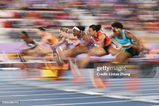 Pia Skrzyszowska of Team Poland competes in the Women's 60 Metres Hurdles final on day three of the World Athletics Indoor Championships Nanjing 2025...