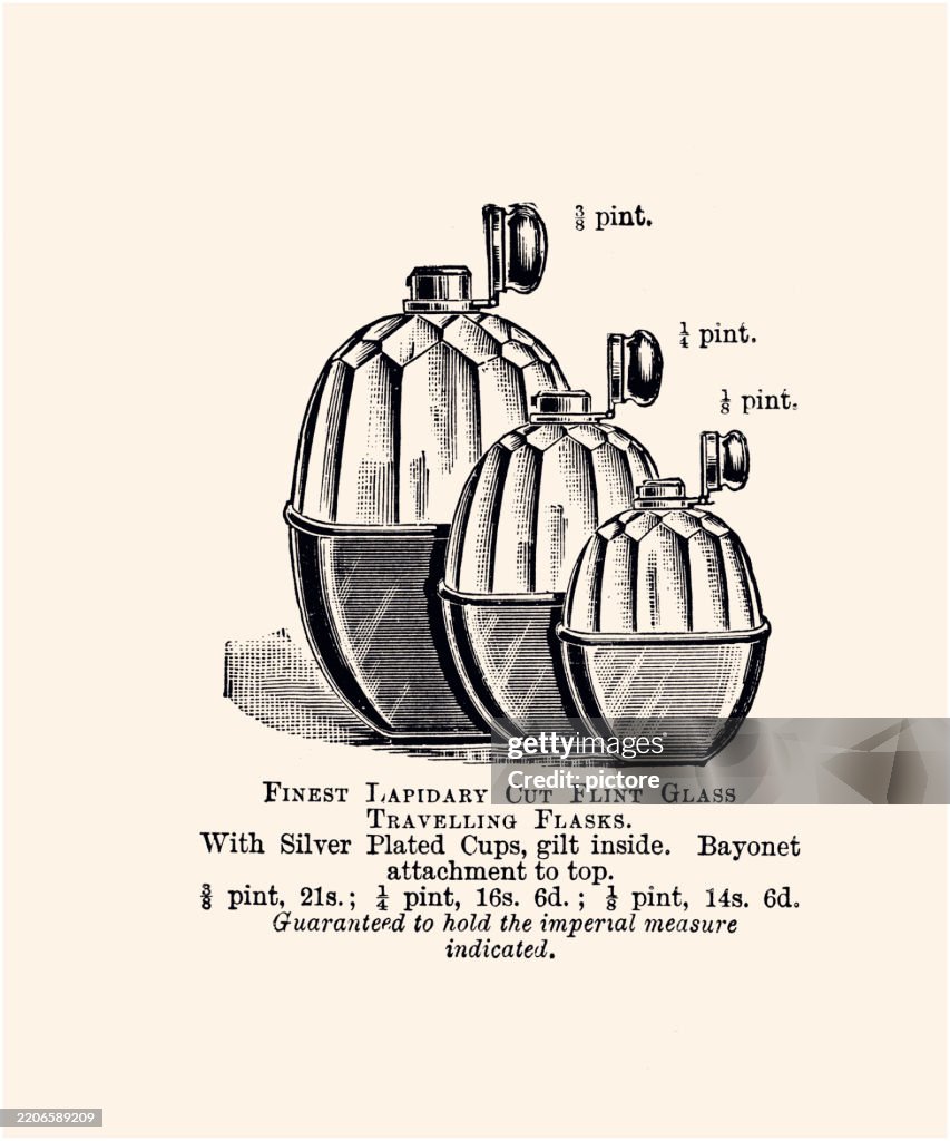 TRAVELLING FLASKS : THE FINEST LAPIDARY CUT FLINT GLASS. DESIGN ELEMENT xxxl
