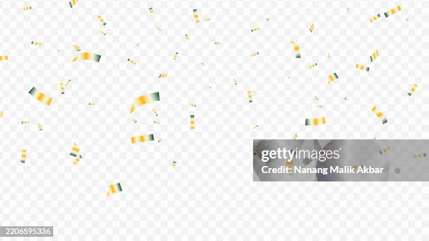 gold confetti falling with transparent background - confetti falling transparent stock illustrations