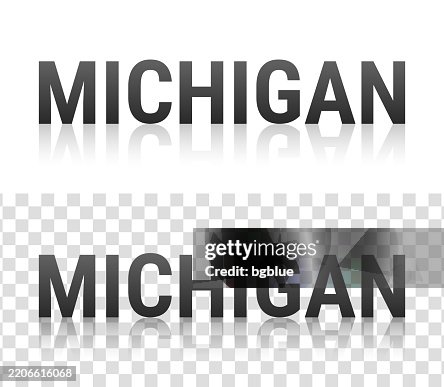 Michigan In Cursive Michigan Text With Reflection On Transparent Background High-Res Vector ...