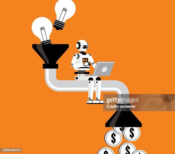 artificial intelligence - financial intelligence - funnel stock illustrations