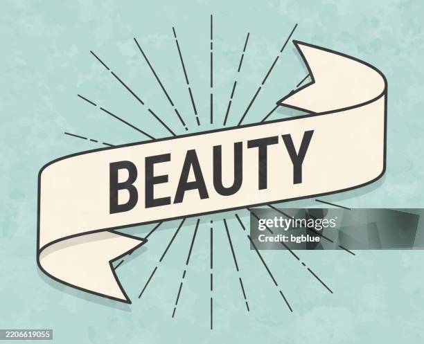 ilustraciones, imágenes clip art, dibujos animados e iconos de stock de belleza - banner de estilo retro vintage - papel texturizado antiguo - una palabra