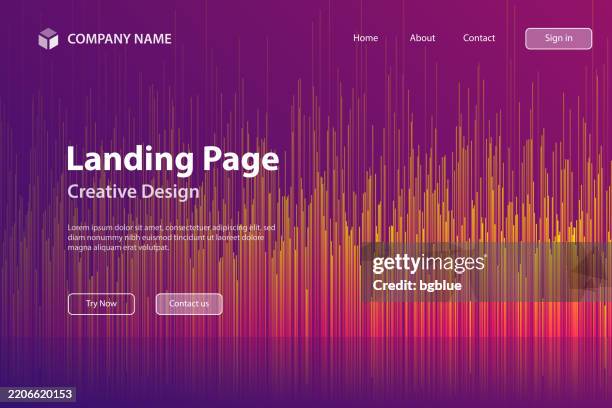 landing page template - abstract background with vertical lines and pink gradient - equalizer stock illustrations
