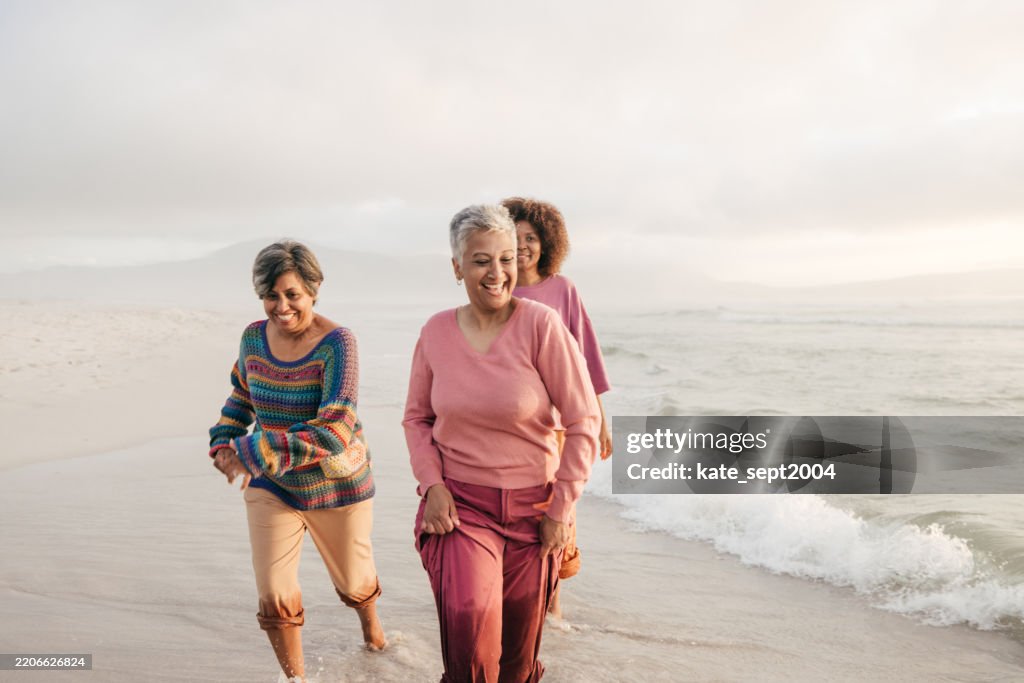 Exploring the world and finding joy with friends by the shore