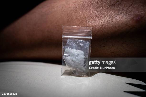 Bag of methamphetamine, also called Ice or Crystal Meth, is seen before people engage in chemsex in Bangkok, Thailand, on March 28, 2025.