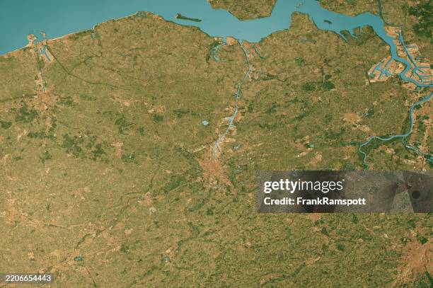 gent satelliten topographische karte 3d rendering true color - stadt antwerpen belgien stock-fotos und bilder