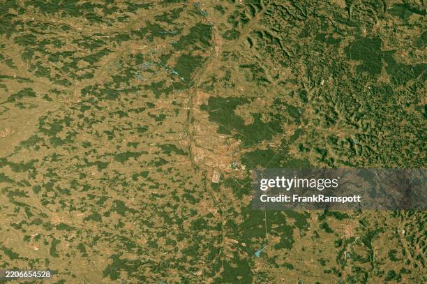 topographische karte des satelliten nürnberg 3d-rendering true color - niederbayern stock-fotos und bilder
