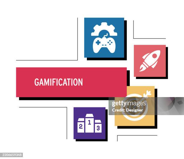 gamification related vector illustration. technology, gamer, learning, challenge, motivation, incentive, video game. - gamification stock illustrations