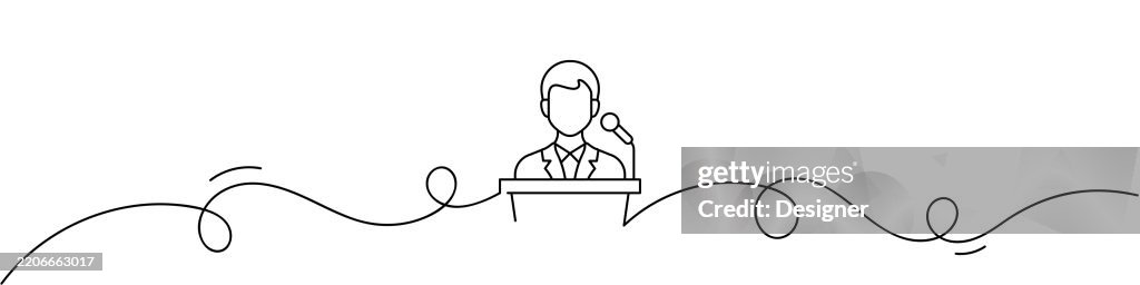 One Continuous Line Drawing of Seminar Icon. Single Line Vector Illustration