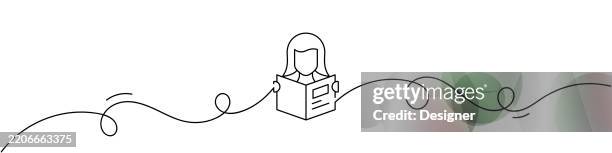 one continuous line drawing of studying icon. single line vector illustration - continuous learning stock illustrations