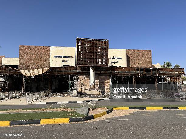 View of the damage caused by clashes between the Sudanese army and the Rapid Support Forces at Khartoum International Airport in Khartoum, the...