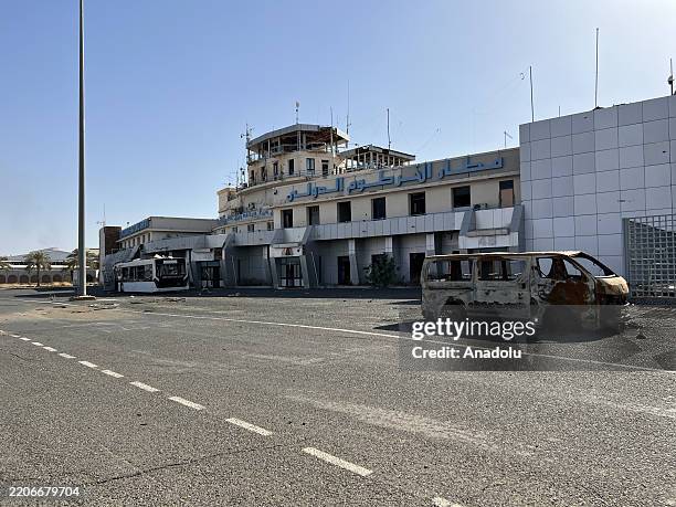 View of the damage caused by clashes between the Sudanese army and the Rapid Support Forces at Khartoum International Airport in Khartoum, the...