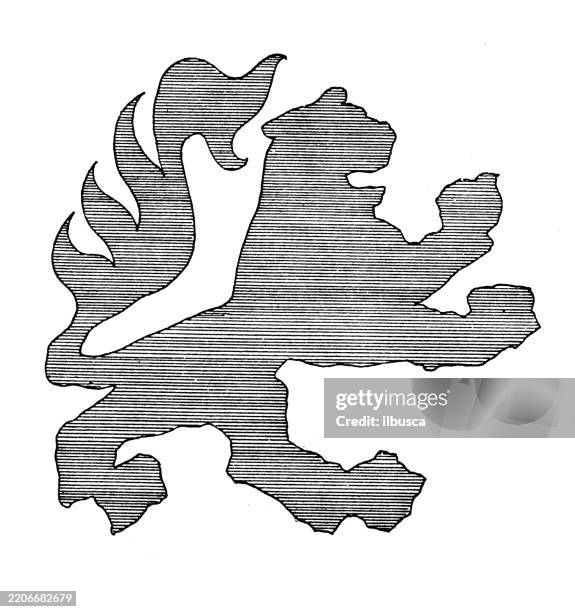 lion - animals and mythology ornament, decoration, design element - lion rampant stock illustrations