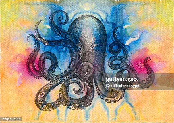ominous octopus - ship turning stock illustrations