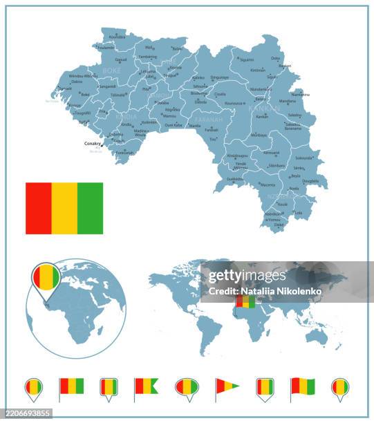 Guinea Detailed Map With Regions And Cities Set Of Flags Globe Country Guinea Detailed Map With Regions And Cities Set Of Flags Globe Country Outline Country 