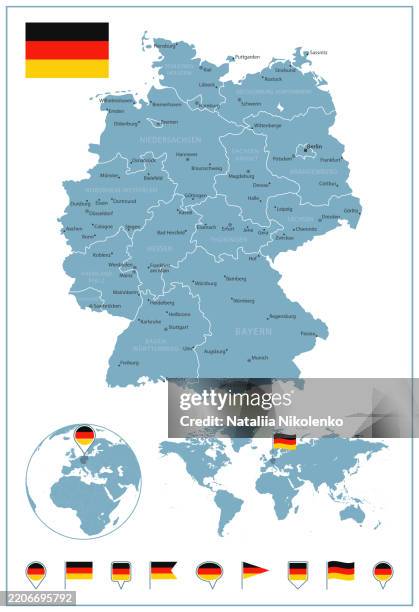 Germany Detailed Map With Regions And Cities Set Of Flags Globe Country Germany Detailed Map With Regions And Cities Set Of Flags Globe Country Outline Country 