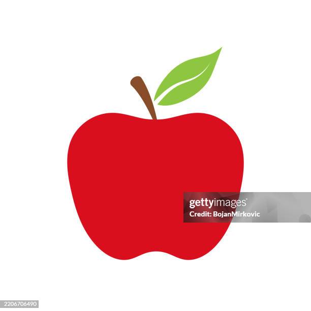 apple icon. vector - fresh food white background stock illustrations