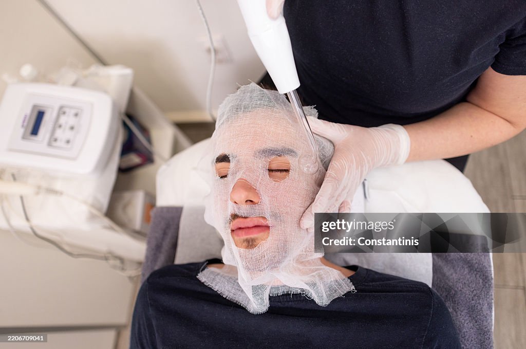 High-Frequency Facial Treatment for Skin Rejuvenation at Beauty Clinic