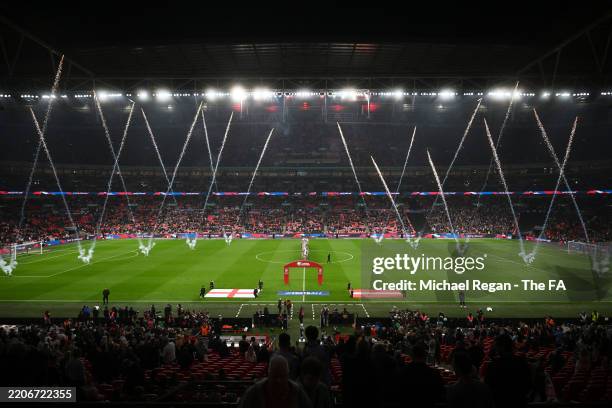 General view inside the stadium prior to the FIFA World Cup 2026 European Qualifier between England and Latvia at Wembley Stadium on March 24, 2025...
