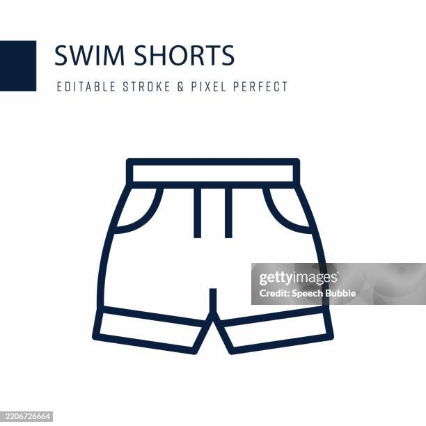 stockillustraties, clipart, cartoons en iconen met swim shorts line icon. editable stroke vector icon. - zwembroek