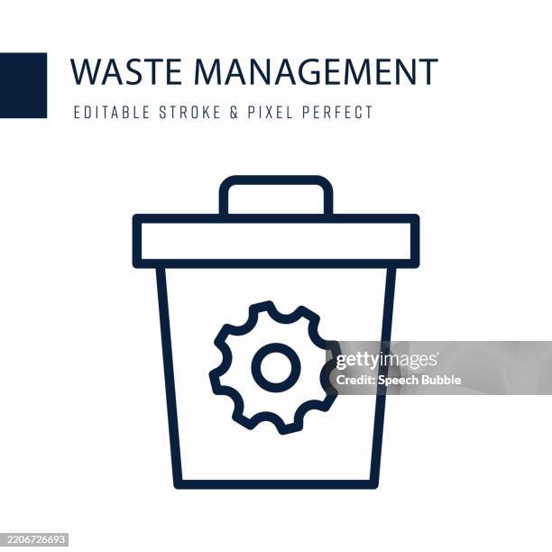 waste management line icon. editable stroke vector icon. - storage container box stock illustrations