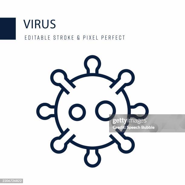 symbol für die viruszeile. bearbeitbares strichvektorsymbol. - virus stock-grafiken, -clipart, -cartoons und -symbole