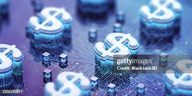 digital dollar. fintech concepts - tech leader abstract stock pictures, royalty-free photos & images