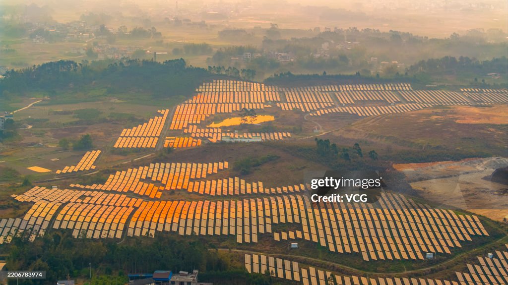 Morning Glow Adds Color To Photovoltaic Power Station In Wuzhou