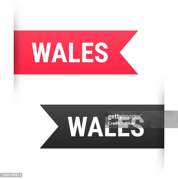 wales - banner, bookmark, ribbon, label on white background - wales stock illustrations