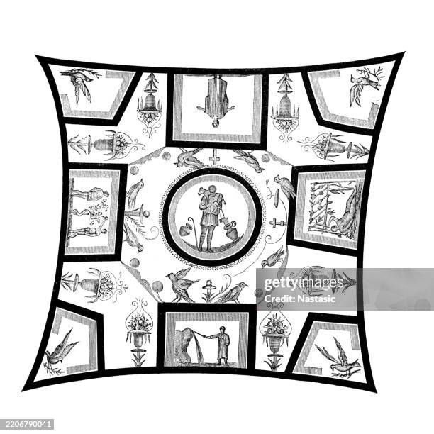 christian antiquities, the good shepherd. ceiling painting from the cometerium of santa agnese near rome - church of the good shepherd new zealand stock illustrations