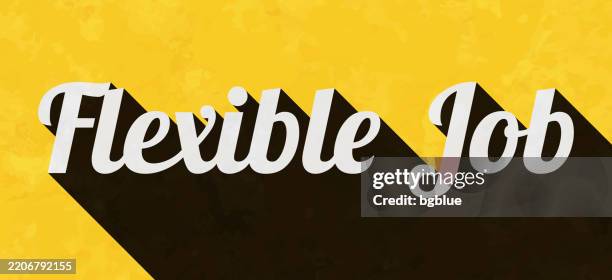 flexible job - text with long shadow on textured yellow background - grit texture stock illustrations