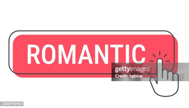 romantic - click button with hand cursor on white background - romantic comedy stock illustrations
