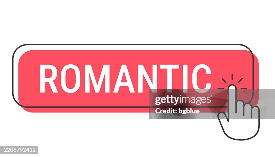 Romantic - Click button with hand cursor on white background Romantic - Click button with hand cursor on white background