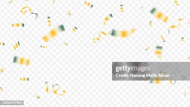 gold confetti falling with transparent background - confetti falling transparent stock illustrations