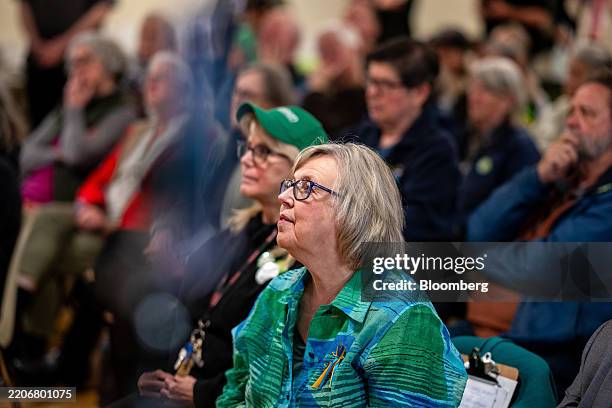 Elizabeth May, co-leader of the Green Party, during a campaign launch event in Nanaimo, British Columbia, Canada, on Friday, March 28, 2025. Canada...