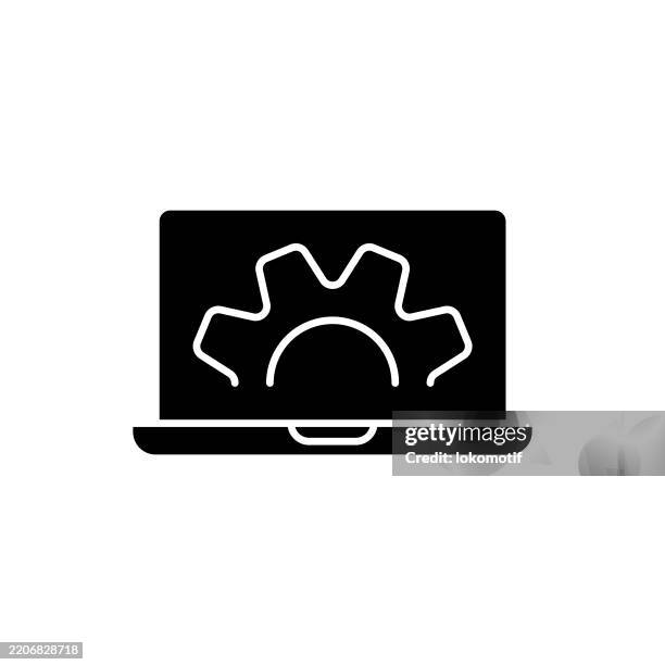 computer programming solid flat design icon. the icon is suitable for web design, mobile apps, ui, ux, and gui design. - computer programmer white background stock illustrations