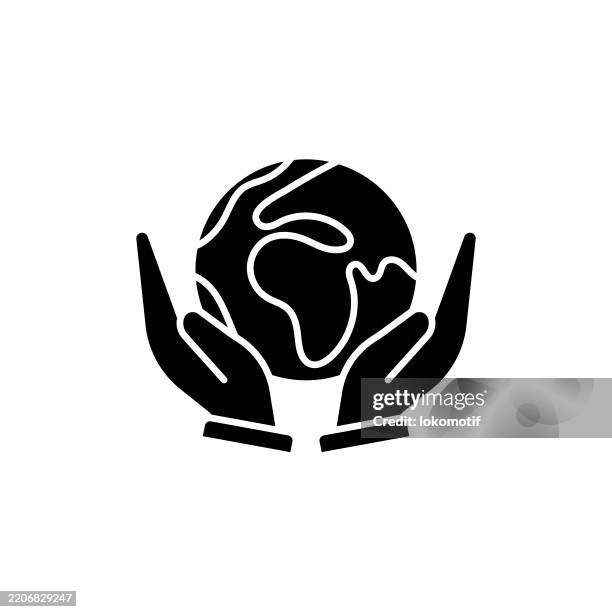 save the planet solid flat design icon. the icon is suitable for web design, mobile apps, ui, ux, and gui design. - save the earth vector stock illustrations