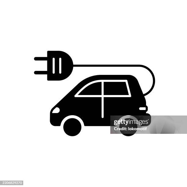 ilustraciones, imágenes clip art, dibujos animados e iconos de stock de icono de diseño plano sólido de mini coche eléctrico. el icono es adecuado para el diseño web, aplicaciones móviles, ui, ux y diseño de gui. - dióxido de carbono