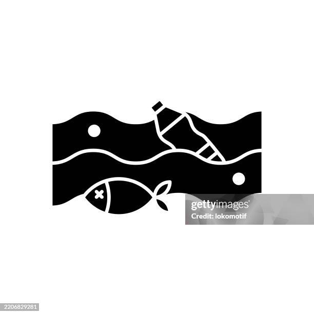 marine pollution solid flat design icon. the icon is suitable for web design, mobile apps, ui, ux, and gui design. - tupperware stock illustrations