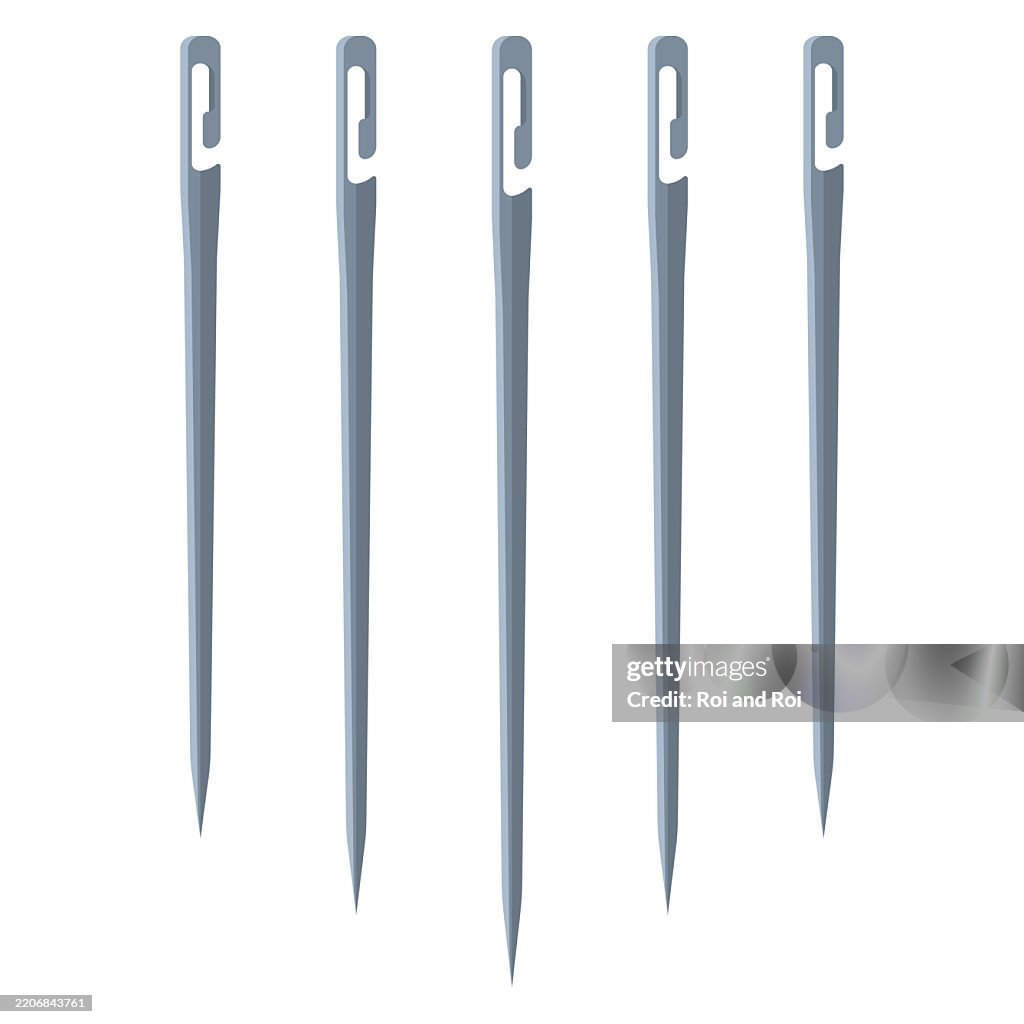 Self Threading Sewing Needles Vector Cartoon Set Isolated On A White ...