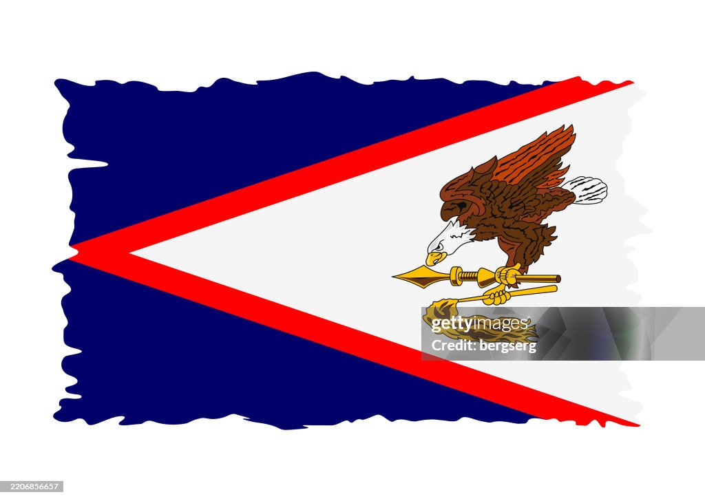 Grunge Style Flag of American Samoa. Flat Icon. Vector Illustration