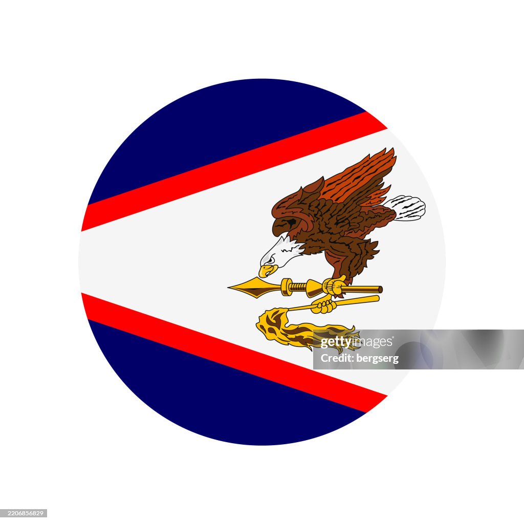 Drapeau des Samoa américaines. Icône plate ronde. Illustration vectorielle