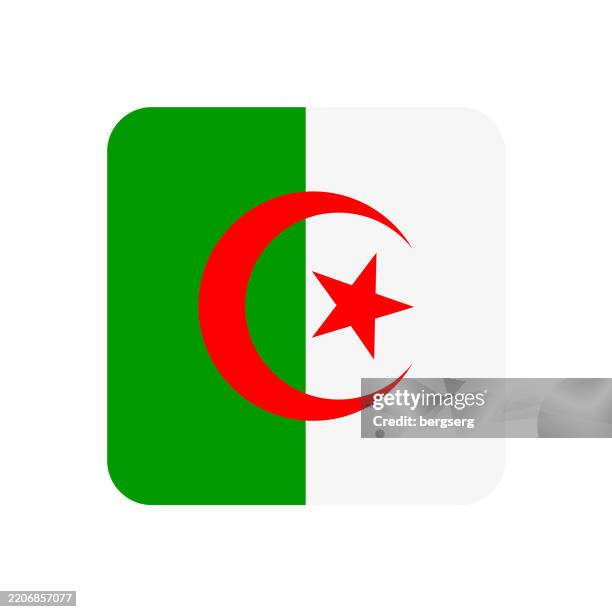bildbanksillustrationer, clip art samt tecknat material och ikoner med algeria flag. square flat icon. vector illustration - algeriska flaggan