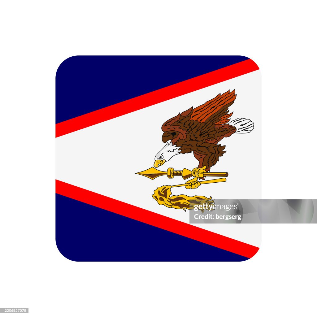 American Samoa Flag. Square Flat Icon. Vector Illustration