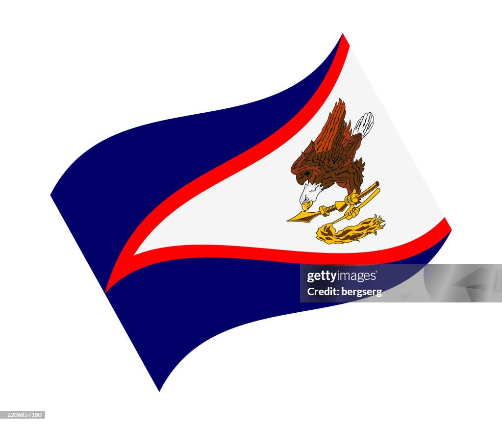 Waving National Flag of American Samoa. Flat Icon. Vector Illustration