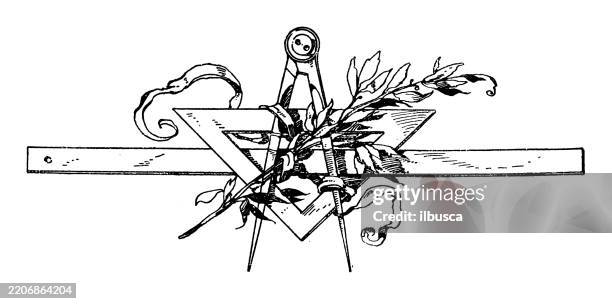 objects ornament, decoration, design element - square and compass stock illustrations