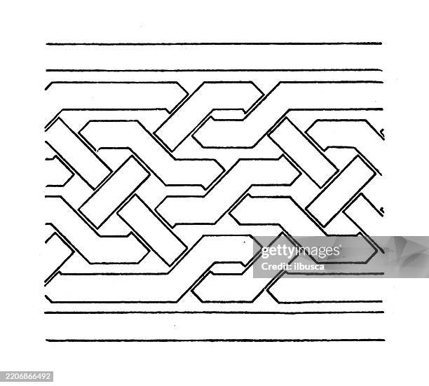 interlacement geometric band ornament, decoration, design element - woven string stock illustrations
