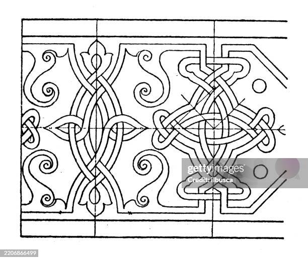interlacement geometric band ornament, decoration, design element - woven string stock illustrations